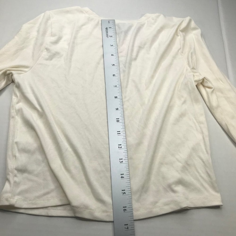 Wild Fable Women's Long Sleeve Rib Fitted Knit Shirt Cream Small New With Tags - Picture 14 of 14